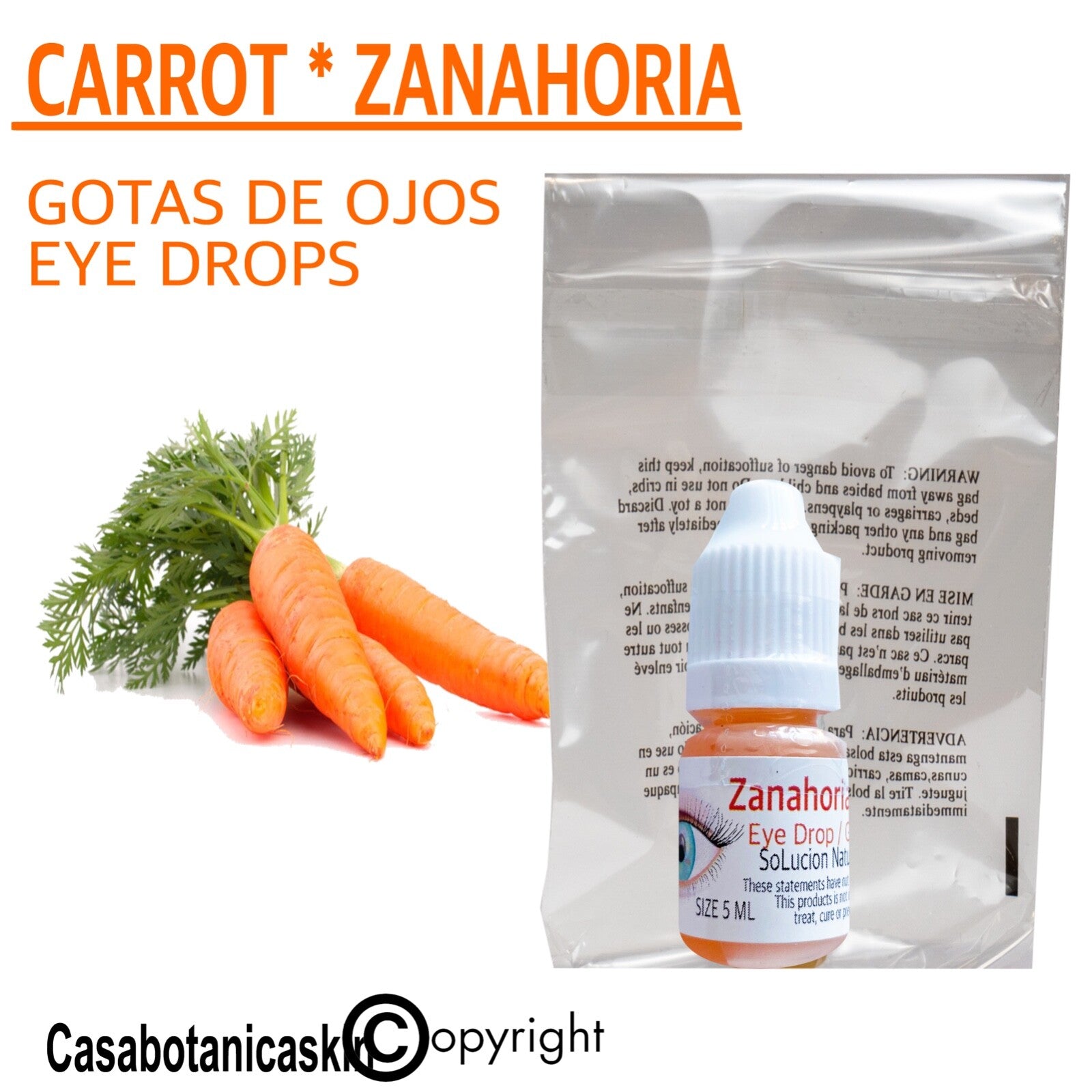 2 PCS ZANAHORIA GOTAS DE OJO / EYE DROPS  CARROT CASA BOTANICA